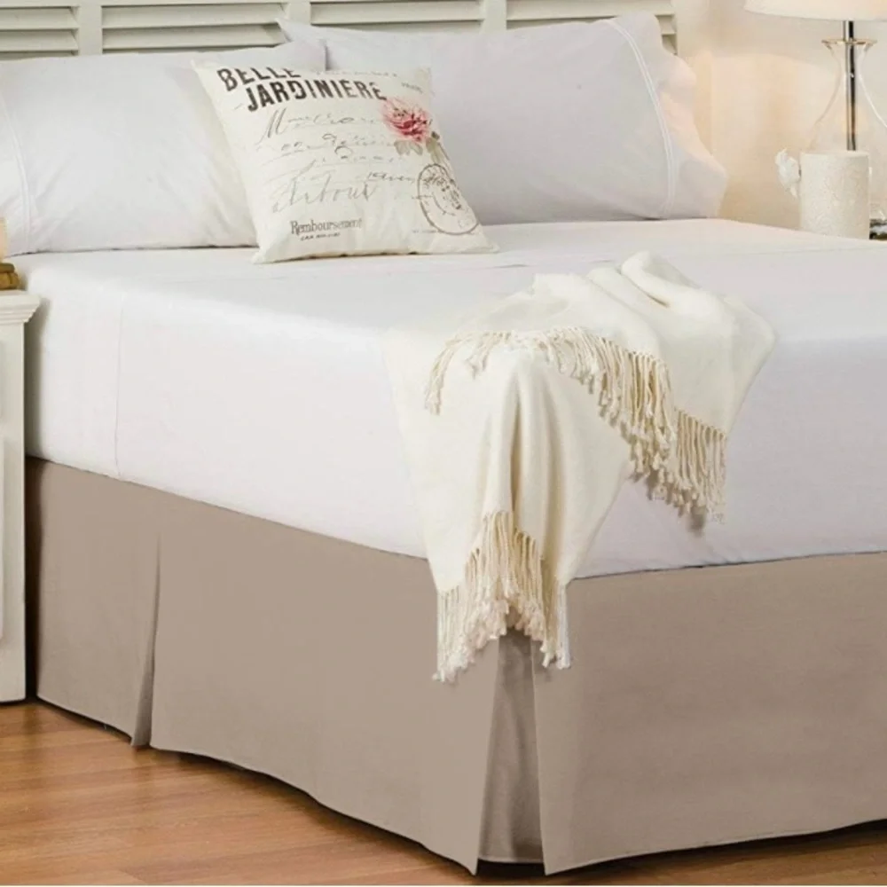 100% Cotton Delight Bed Skirt King Size Size 16” drop Taupe Solid